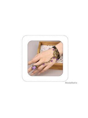 Gothic Lace Bracelet with Finger Ring Slave Hand Chain Steampunk Charm Harness